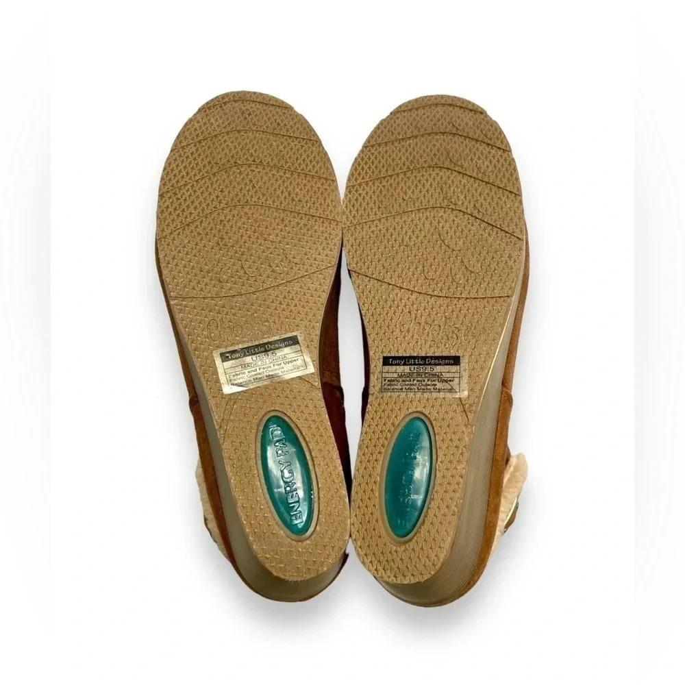 Cheeks Fit Body By Tony Little Designs Fur Trim Faux Suede Wedge Ankle Boots NEW - Picture 4 of 4